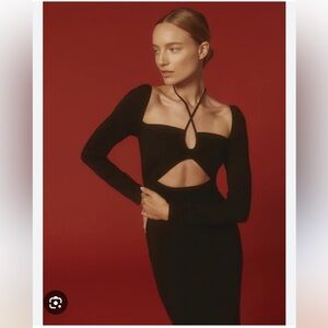 Reformation Elegant Black Long Sleeve Dress